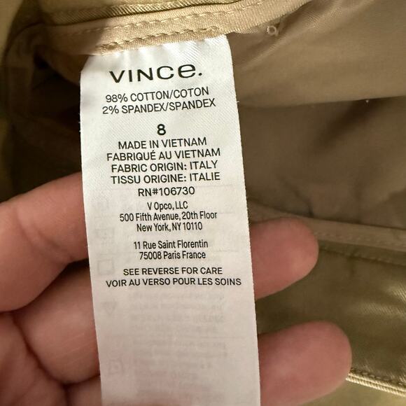 Vince Italian Stretch-Cotton Chino Short, Khaki, 8 - Picture 7 of 7